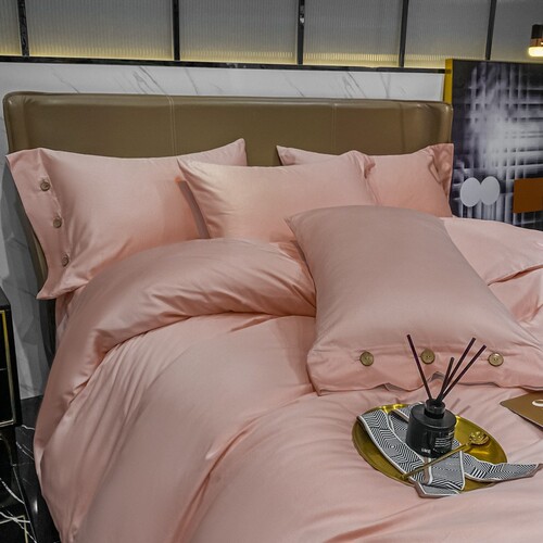 Category A maternal and infant grade high-end 60-count long-staple cotton bed four-piece set plain cotton fitted sheet and cotton quilt cover wholesale