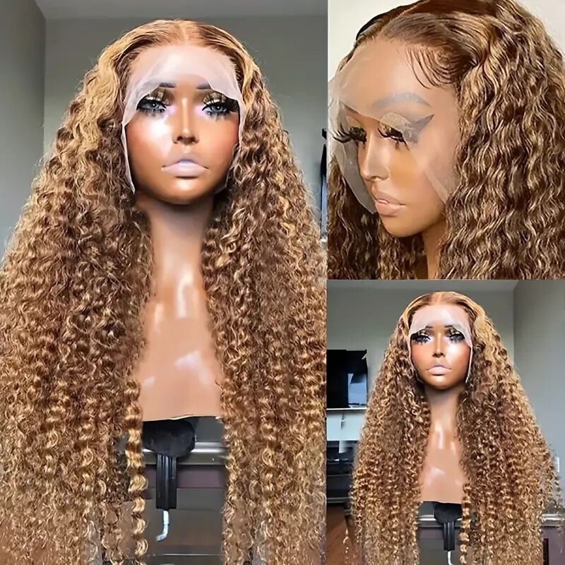 13*4 Lace Front Wig Amazon Cross-Border European and American Women's Middle Part African Wig Small Curly Tube Long Curly Hair