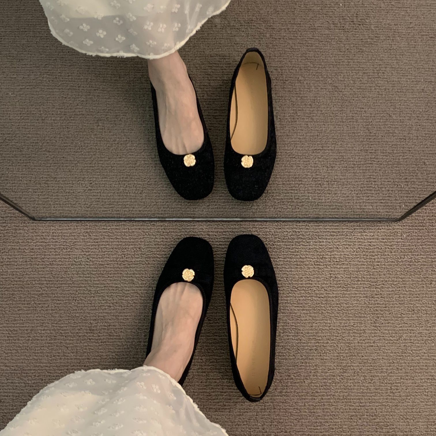 Zapatos de cama de cabeza cuadrada no fatigados 2026 suaves zapatos de noche de un pie con suela suave zapatos casuales para mujeres