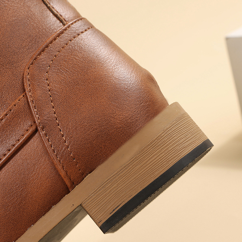 Laarzen met rits aan de zijkant, dikke hakken, dameslaarzen in grote maten_voghion.com