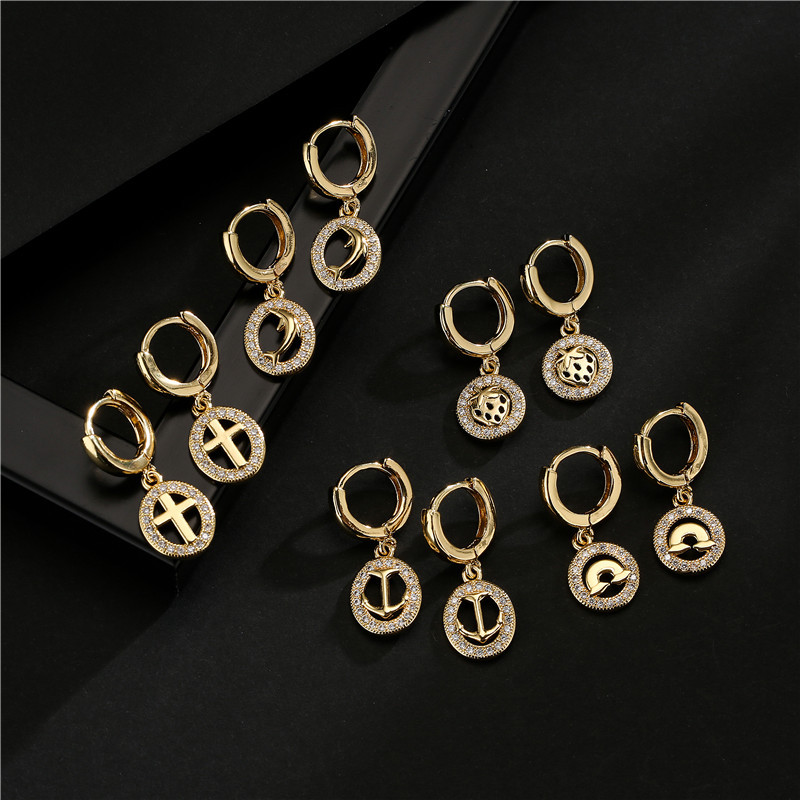 Wholesale Jewelry Copper Zircon Lollipop Geometric Earrings Nihaojewelry display picture 6