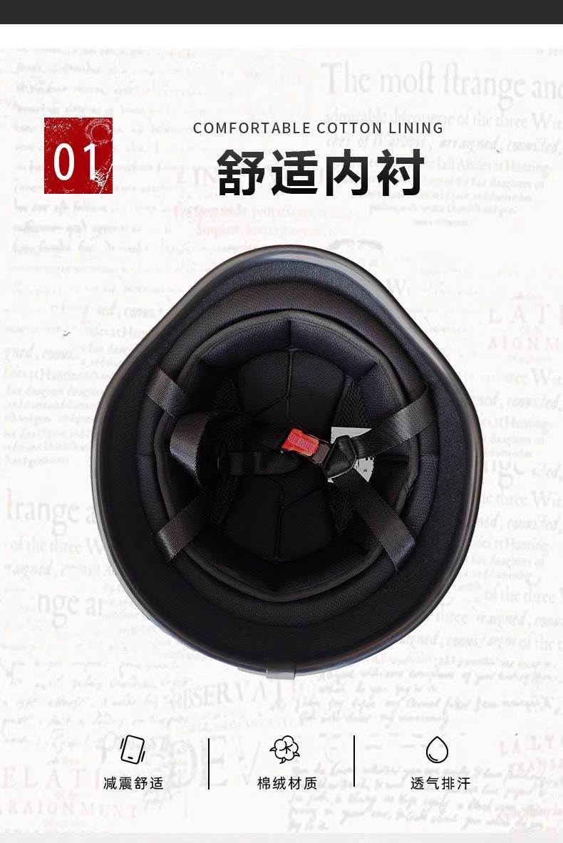 New GB 3C Plus Size Retro Motorcycle Helmet Scoop Helmet German Steel Helmet Private Helmet Motorcycle Cruise Half Helmet