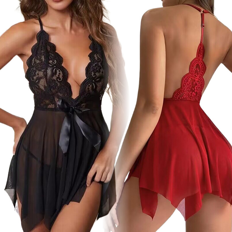 European and American Foreign Trade Sexy Underwear Amazon Supply Women's Mesh Temptation Explosions Sling Nightgown Transparent Sexy Pajamas