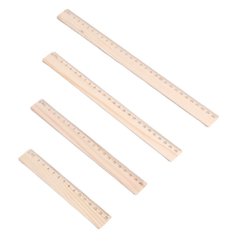 Прямая поставка сосновая линейка односторонняя шкала лист односторонняя шкала Обучение канцелярские товары Нейтральная упаковка для печати логотипа бревенчатая линейка