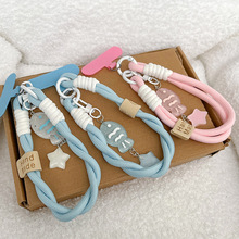 小清新鲷鱼烧挂件手机挂绳短款加粗防摔钥匙扣书包挂链编织绳女款