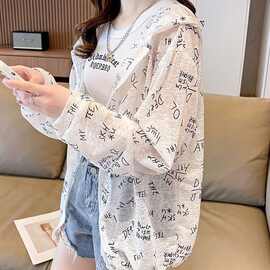 2023年春夏装冰丝防晒衣夏季纳米丝宽松透气薄开衫连帽波点外套女