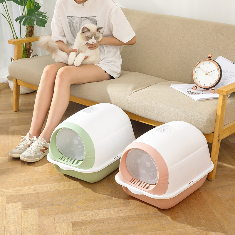Caja de arena para gatos, inodoro para gatos semicerrado, con protección UV, antideslizante, antirollos, venta al por mayor, antirollos y con esterilización.