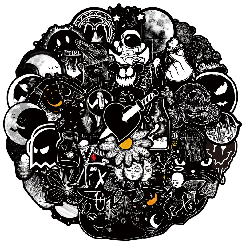 50 personalized black and white graffiti stickers speaker motorcycle helmet skateboard phone case tablet computer decorative stickers 50 personalized black and white graffiti stickers speaker motorcycle helmet skateboard phone case tablet computer decorative stickers