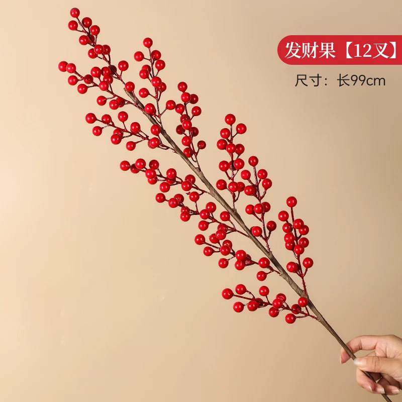 chinese hawthorn fortune fruit artificial flower acacia fruit floriculture and floral arrangement lunar new year flower new year fake flower hollyberry red berry decoration
