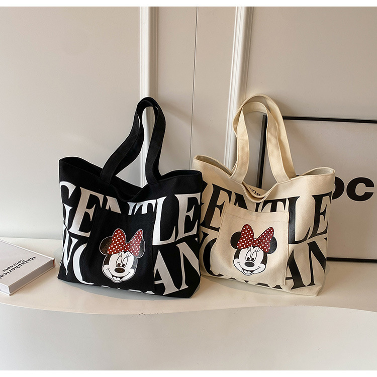 2024 New canvas bag for women, single-shoulder, student, book, large-capacity hand-held bag with zipper, versatile for office workers' commuting Item Picture