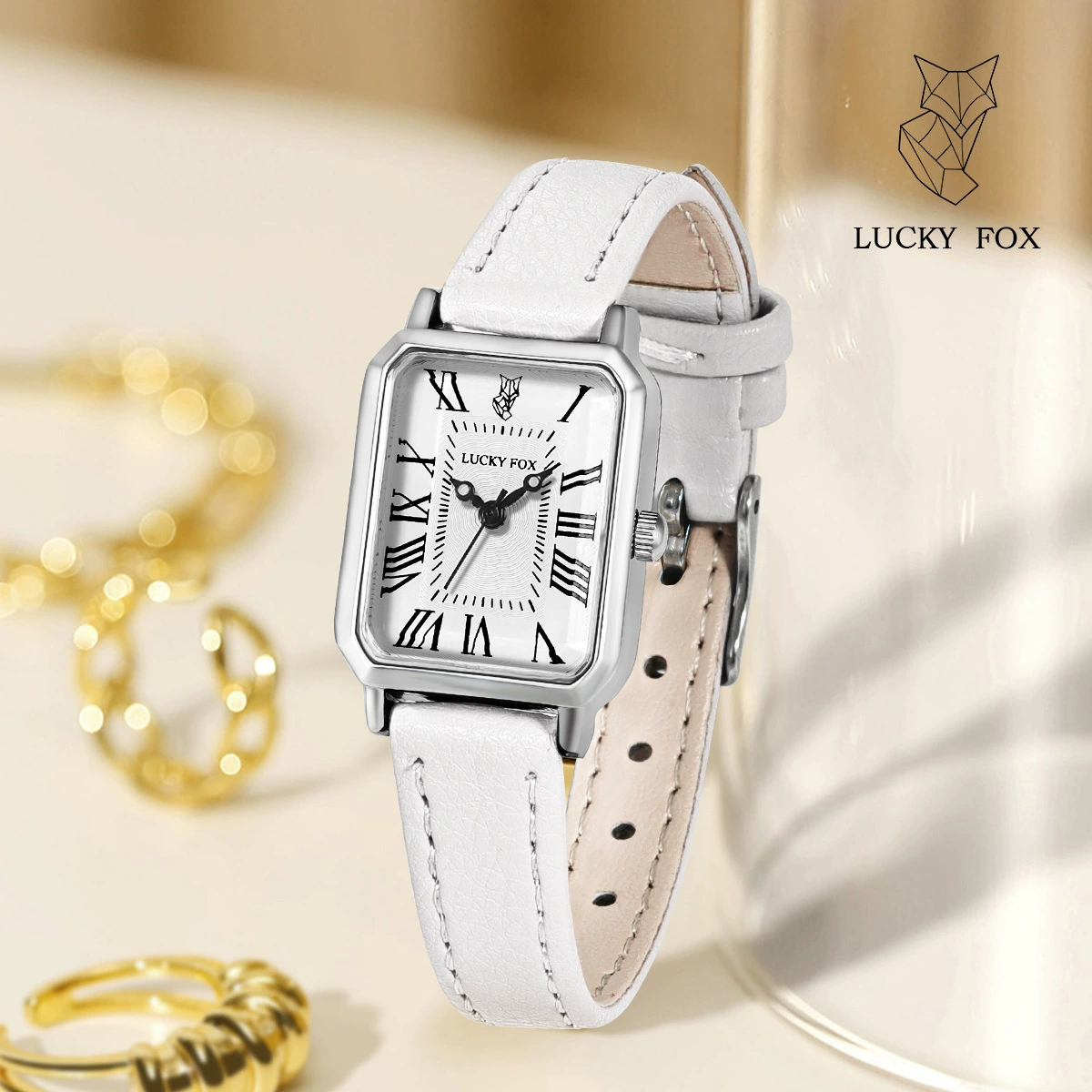LUCKYFOX Квадратный диск простой элегантный женский наручные часы новый женский повседневный мужской и женский студенческий модный ремень кварцевые часы