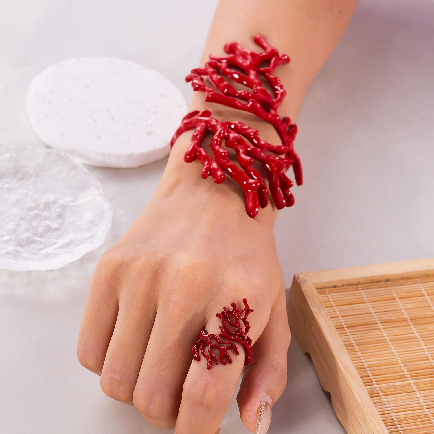 11g Weight Jewelry Set Classification 1 Set Quantity Holiday, Daily, Street Occasion Alloy, Resin Material Coral Pattern Unisex Gender Stoving Varnish Design Lady Style Lady Coral Alloy Resin Stoving Varnish Unisex Jewelry Set 5