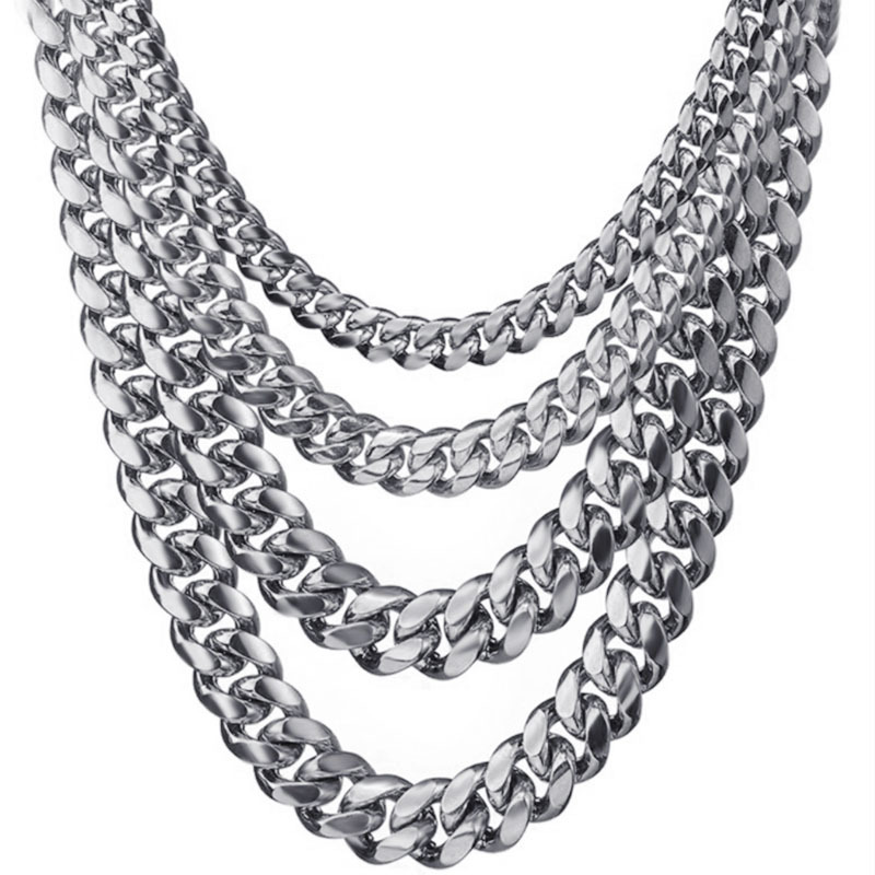 Titanium Cuban Link Chain Necklace For Men Stainless Steel Jewellery_voghion.com