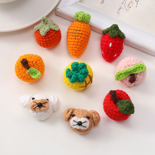 DIY handmade accessories handmade crochet plug cotton woven three-dimensional fruit Apple pendant earrings bag accessories