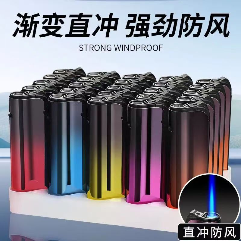 厂家批发一次性金属直冲蓝焰防风打火机广告印字雕刻订|undefined
