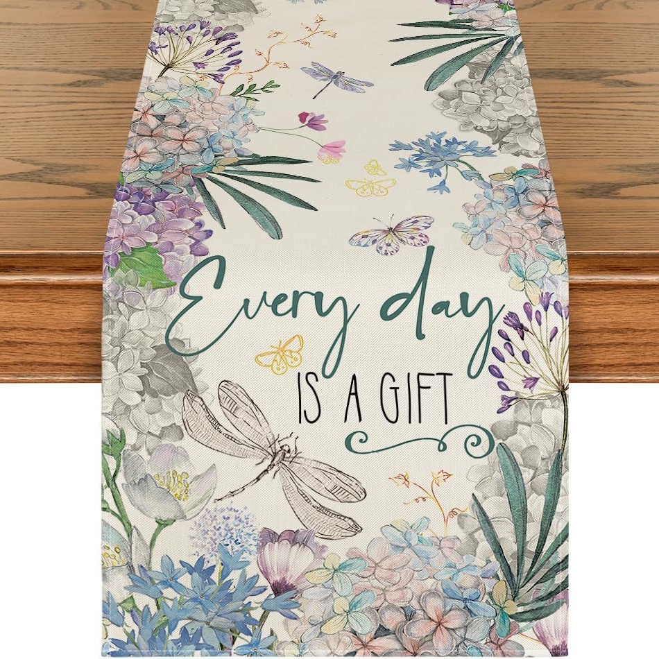 Primavera y verano venta en caliente bandejas de mesa transfronterizas frescas flores pastílicas imitación de tela de mesa de lino girasoles verde bandejas de mesa de hoja