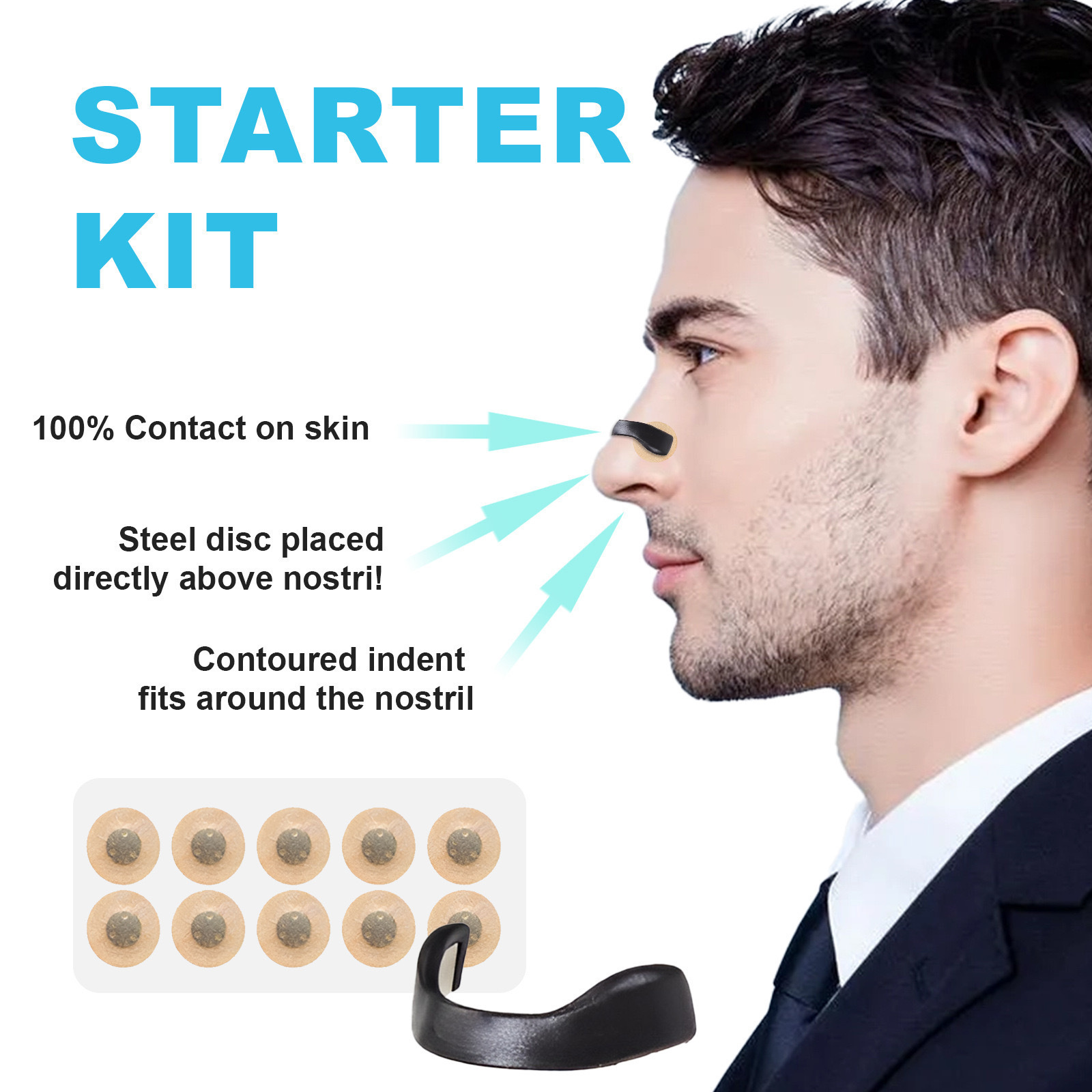 Expansor respiratorio nasal de explosión transfronteriza, ventilación nasal de congestión, adhesivo nasal, fosas nasales magnéticas, artilugio anti-ronquido de la cavidad nasal