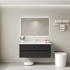 陶磁一体洗面器浴室キャビネットセット新型トイレモダンシンプル洗面器洗面器浴室セット