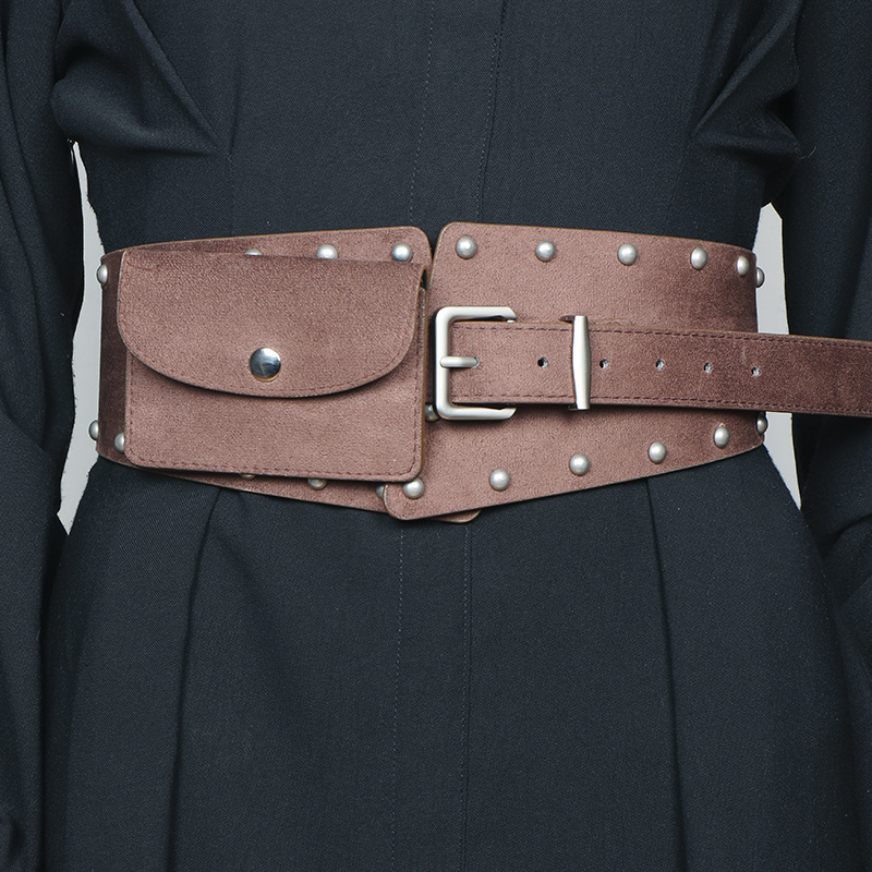 Waistband Women's Wide Belt Accessories Niche Design Waist Bag Suede Retro Decoration with Jeans 2025 New Style Waistband Women's Wide Belt Accessories Niche Design Waist Bag Suede Retro Decoration with Jeans 2025 New Style