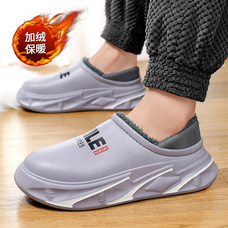 Invierno nuevo estilo de moda zapatillas de algodón bolsas de pareja tacones impermeables y terciopelo calentamiento zapatillas de algodón para hombres y mujeres