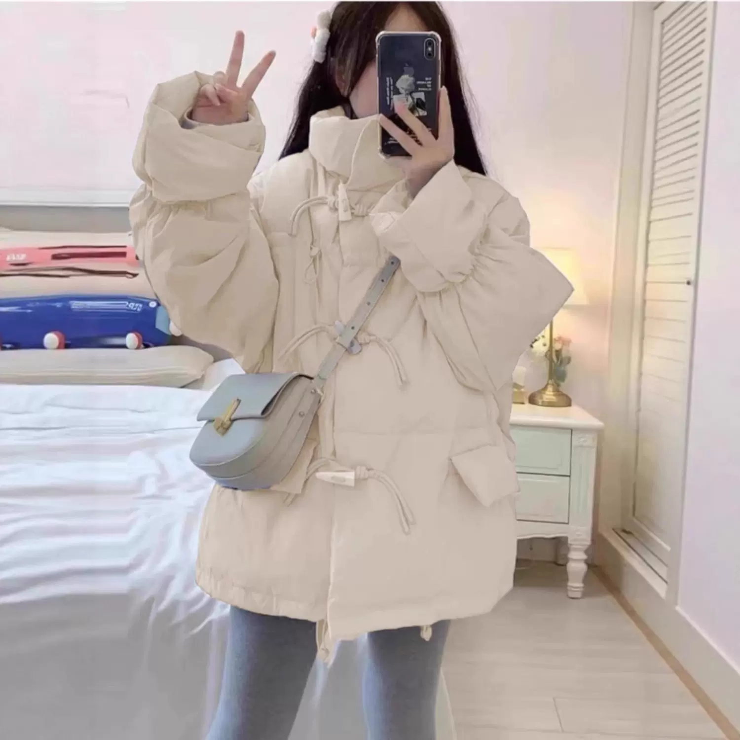 羽绒棉衣宽松韩版新款2025冬季加厚棉袄牛角面包棉服外套批发货源