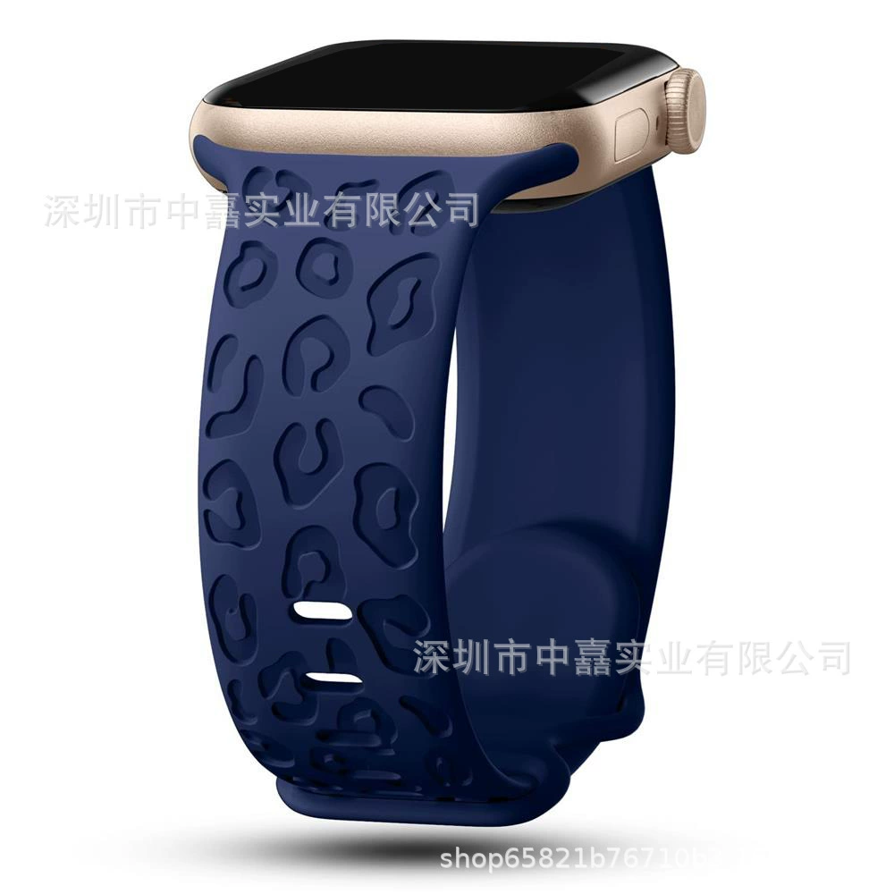 Silicone Watch Strap Apple compatible, 38–49 mm, soft leopard-texture band