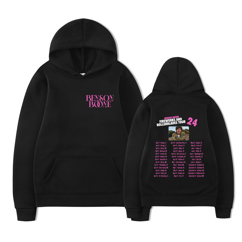 [Cross-Border European Code] Benson Boone Hooded Sports Sweatshirt Fireworks and Roller Skating Hooded Spring Street