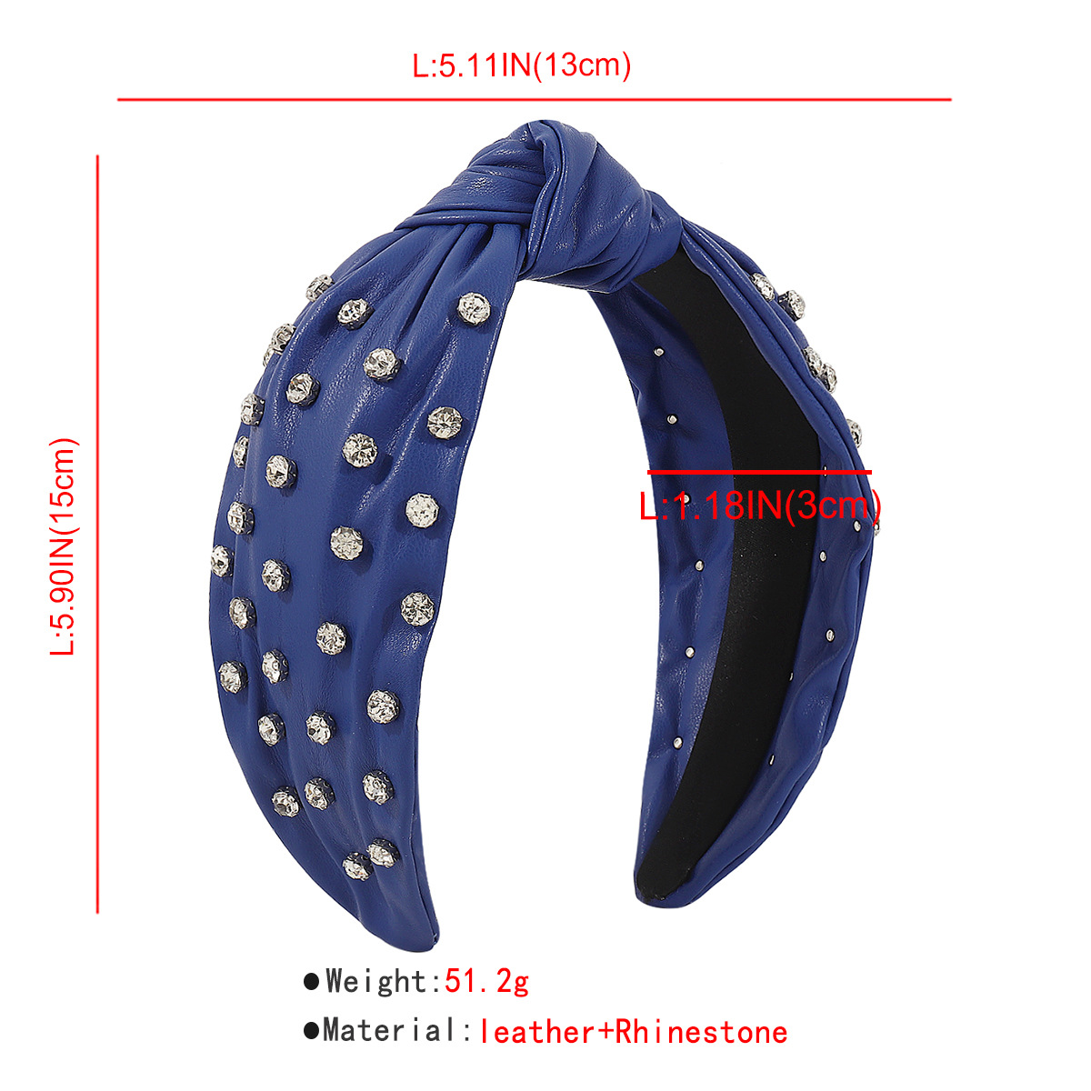 Casual Knot Pu Leather Inlay Rhinestones Hair Band display picture 1