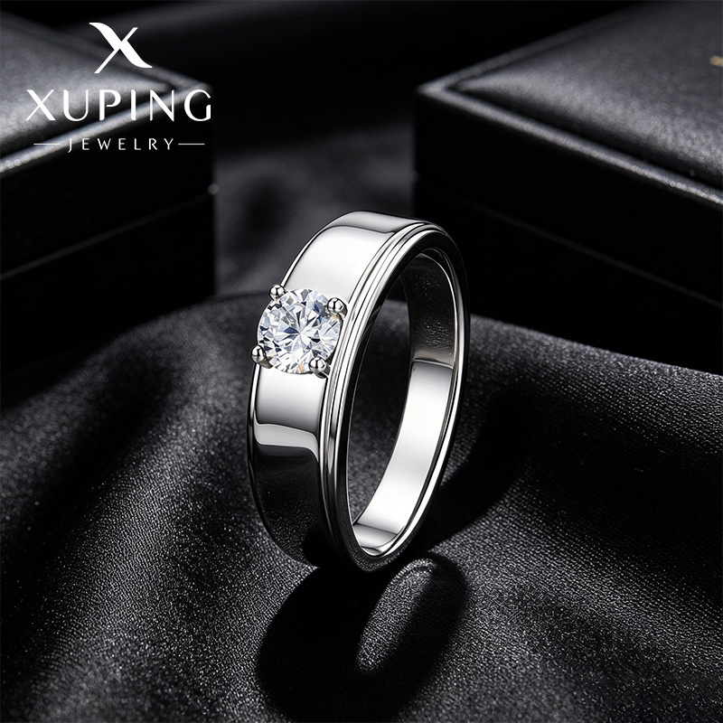 Xuping estilo simple sin género anillo de boda aleación de cobre chapado blanco transfronterizo estilo europeo y americano accesorios diarios fáciles de montar