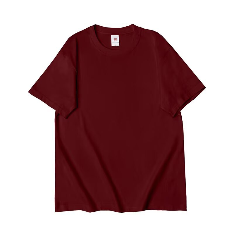 Camiseta de algodón de manga corta para hombres transpirable de color sólido cuello redondo soporte de logotipo personalizado camiseta publicitaria camiseta camiseta