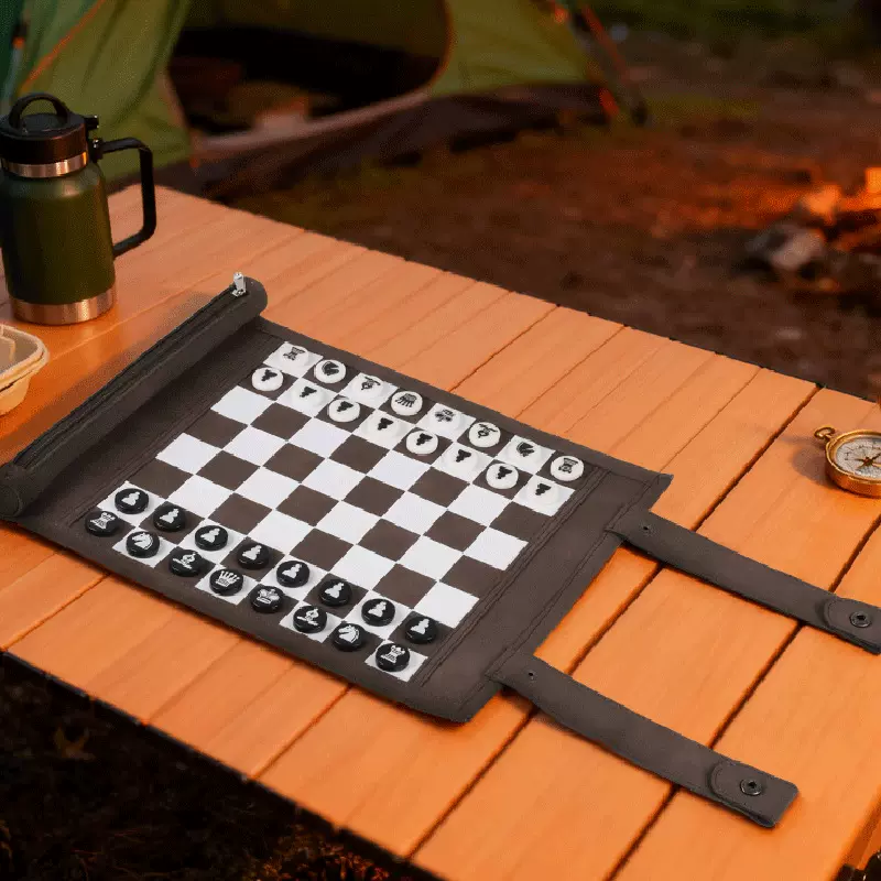 一套便携国际象棋盘套装PU皮质棋盘卷包双陆棋国际象棋棋盘带棋子