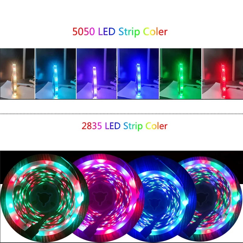Светодиодная RGB лента 5050 SMD, 60 свет/м, Bluetooth 44‑кнопки + приложение, 12В, IP20/IP65