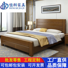 新中式实木床1.5米1.8米橡胶木现代简约框架气压抽屉床厂家直销