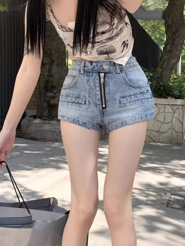 Fashion Wide-Leg Shorts Stylish 2024 Trendy New Women's High-Waisted Jeans Summer Loose Hong Kong Style Versatile
