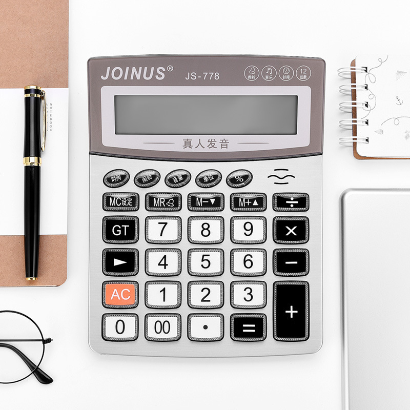 厂家直供 JS-778 真人语音发音 透明水晶按键 办公财务用计算器|ru