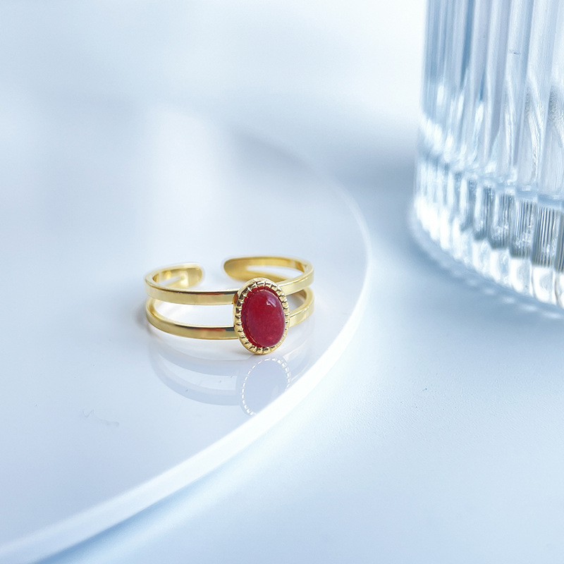 Fashion Geometric Titanium Steel Inlay Zircon Open Ring 1 Piece