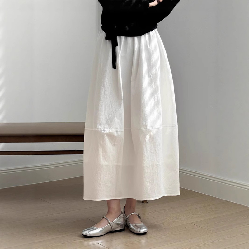 High Waist Tight Waist Flower Bub Skirt Skirt 2025 Summer New Arrival Loose Lazy Style Loose Waist Mid-Length Skirt Umbrella Skirt