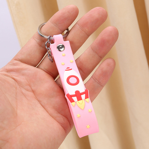 Cartoon Soft Rubber Keychain Creative Trendy Bag Hangings Car Key Holder Simple Couple Keychain Wholesale