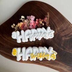 happy birthday 字母带插花孔硅胶模具石膏模具装饰摆件