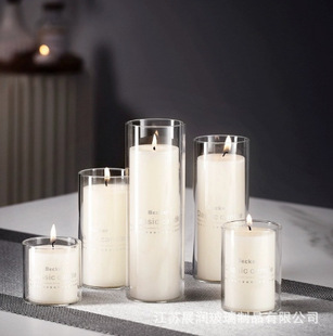 Simple borosilicate candle Cup transparent European Candlestick decoration candle glass bottle with lid wedding restaurant candle holder