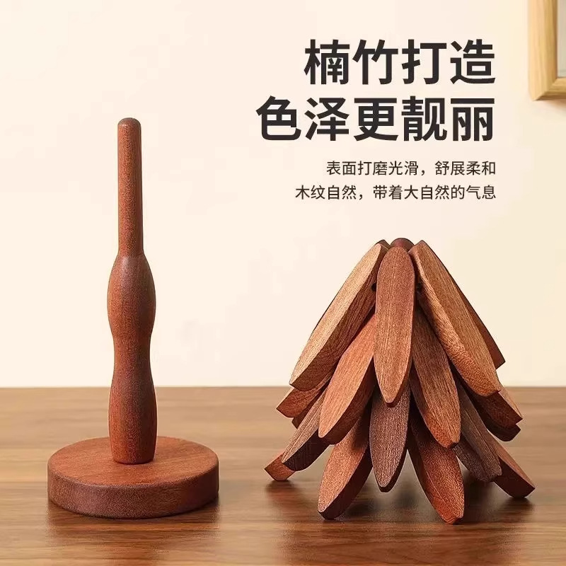 Decoración de mesa de comedor de madera sólida un árbol de alto valor de superficie almohadilla aislante de árbol pequeño almohadilla aislante de árbol plegable creativo árbol de platos de comedor