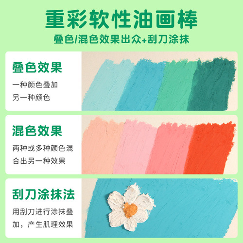 Dankelin Heavy Color Oil Paint Stick Set Heavy Color Stick Children's Kindergarten Super Soft Oil Paint Stick Single Refill