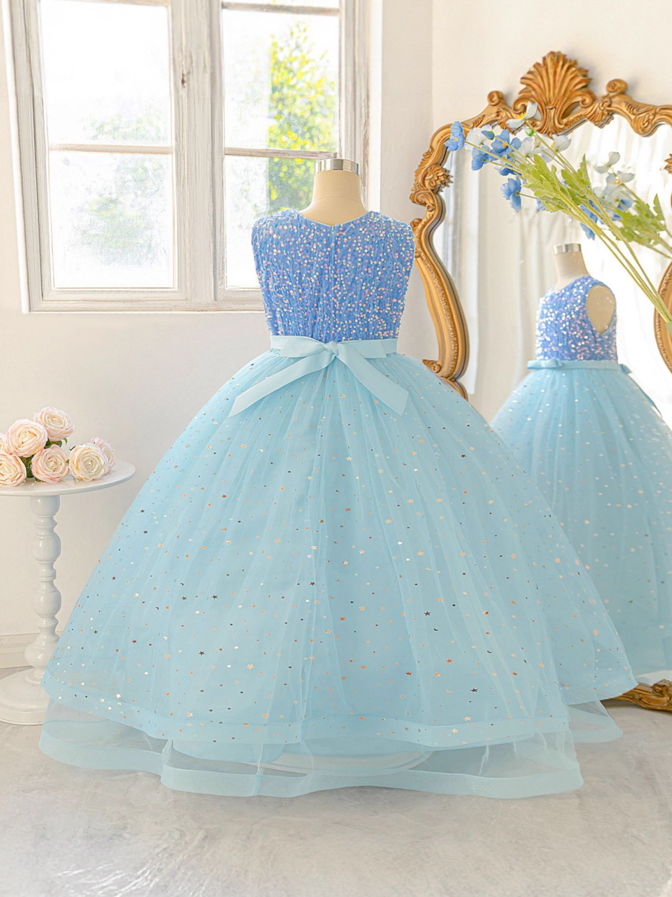 Vestido de princesa con sequillas vestido de estrellas con chapa caliente vestido de piano escenario vestido de chicas piano vestido