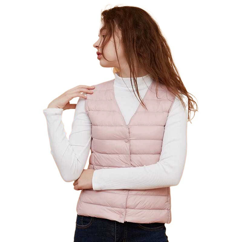 Liner with down, vest, down jacket, trench coat, feather stuffing, V-neckline, plus size