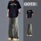 Small Sweet Potato Short-sleeved T-shirt Men's Summer suit Matching High Street Jeans Loose Handsome Boys Wear a Complete Set