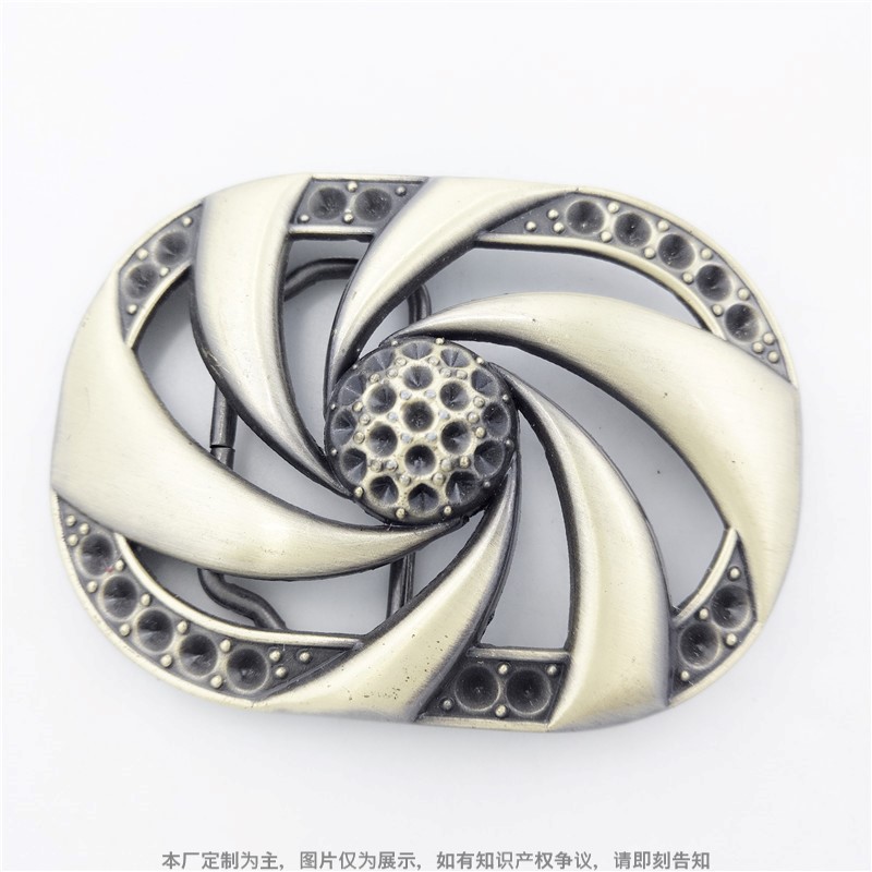 锌合金材质腰带扣 定制LOGO扣头 河南专业定做仿古螺旋纹皮带扣