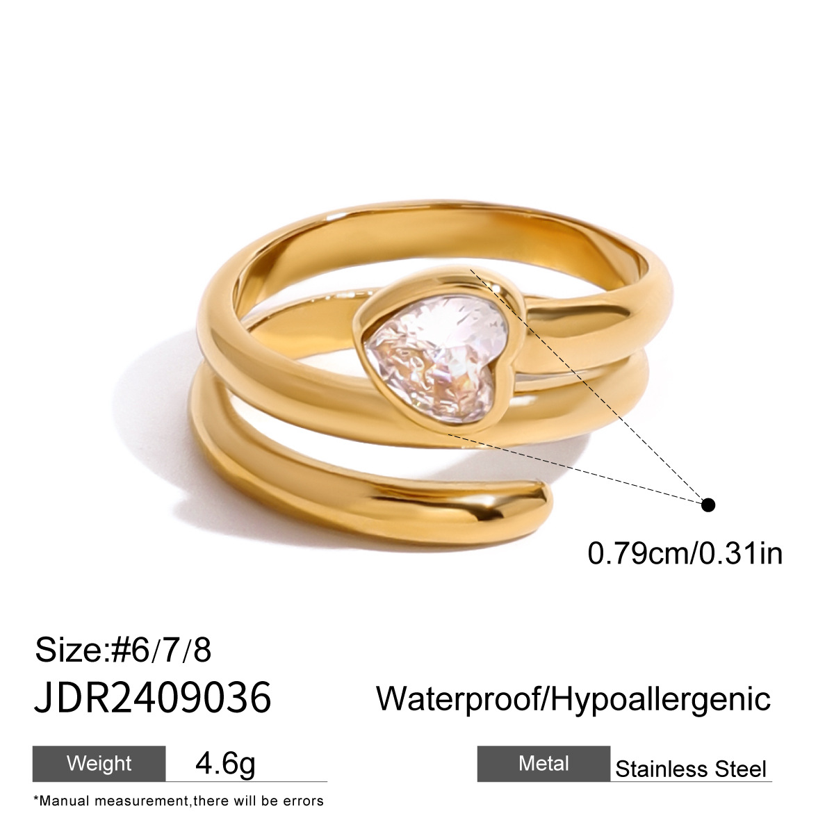 Wanxing anillo de acero inoxidable europeo y americano diseño de nicho femenino anillo de apertura de circón acero de titanio de oro de 18 quilates no se desvanece