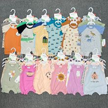 外贸新生儿平角爬服连体衣短袖三件套男女宝宝哈衣3PCS SET