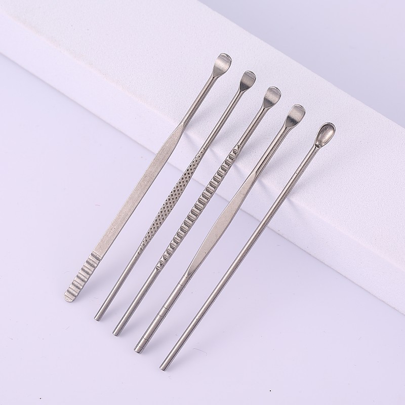 Tongue depressor set for ear cleaning, professional ear scooping tools, stainless steel, home use adult ear wax cleaner