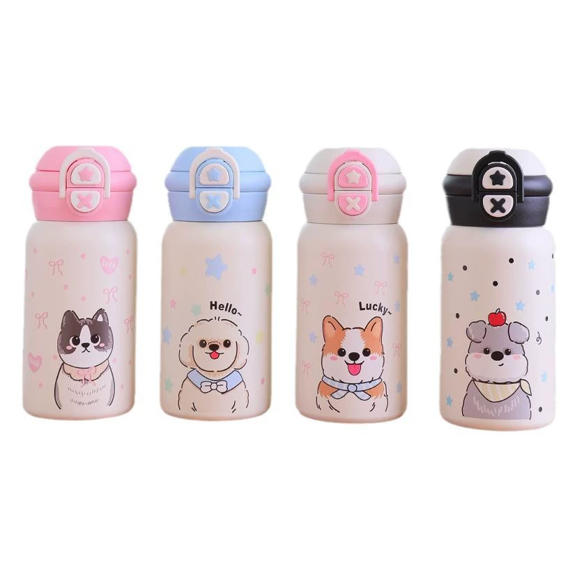 Handheld glass stainless steel, cartoon tea cup, Birthday gift